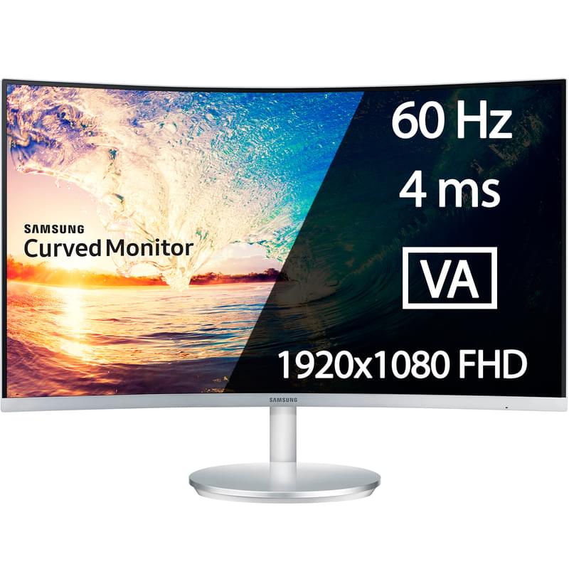 Монитор 27" Samsung LC27F591FDIX  1920x1080 16:9 VA 60ГЦ (HDMI+DP+VGA) Curved White - фото #0, Technodom.kz