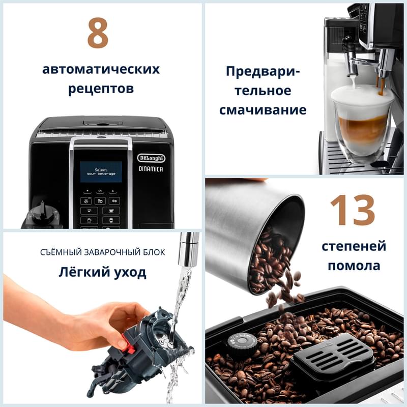 Кофемашина Delonghi Dinamica plus ECAM-350.55B - фото #2, Technodom.kz