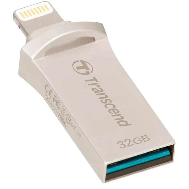 USB Флешка 32GB Transcend JetDrive Go 500 Type-A/Lightning 3.1 Gen 1 (3.0) Silver (TS32GJDG500S) - фото #2, Technodom.kz