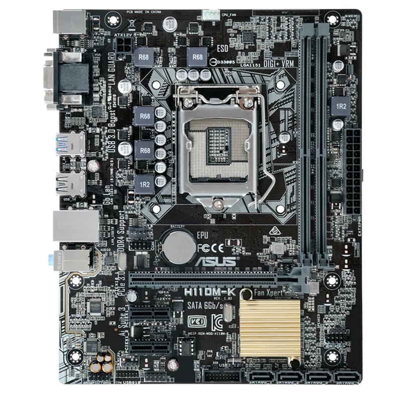Материнская плата Asus H110M-K LGA1151 2DDR4 PCI-E 1x16 2x1 (DVI-D+VGA) mATX - фото #0, Technodom.kz