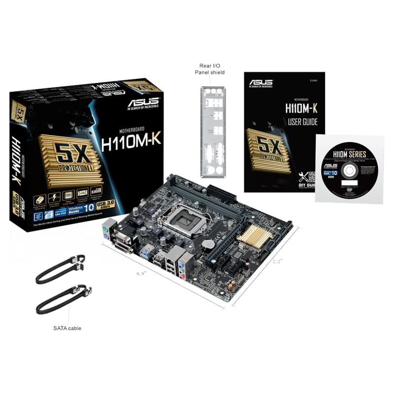 Материнская плата Asus H110M-K LGA1151 2DDR4 PCI-E 1x16 2x1 (DVI-D+VGA) mATX - фото #1, Technodom.kz