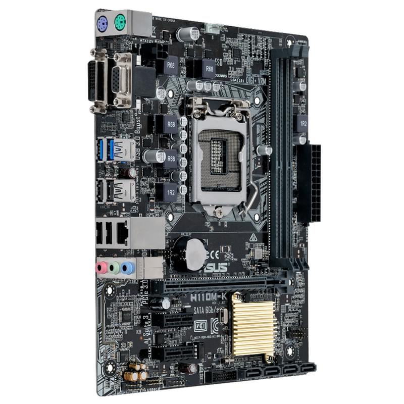 Материнская плата Asus H110M-K LGA1151 2DDR4 PCI-E 1x16 2x1 (DVI-D+VGA) mATX - фото #2, Technodom.kz