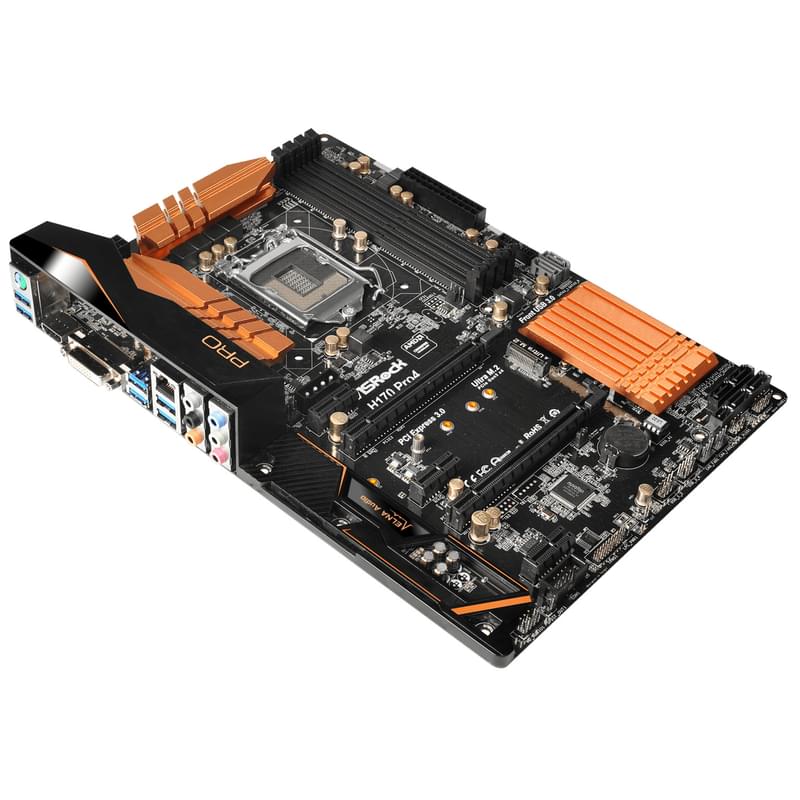 Материнская плата ASRock H170 PRO4 LGA1151 4DDR4 PCI-E 2x16 3x1 (HDMI+DVI-D) ATX - фото #2, Technodom.kz