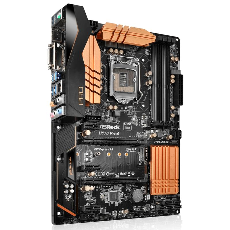 Материнская плата ASRock H170 PRO4 LGA1151 4DDR4 PCI-E 2x16 3x1 (HDMI+DVI-D) ATX - фото #3, Technodom.kz