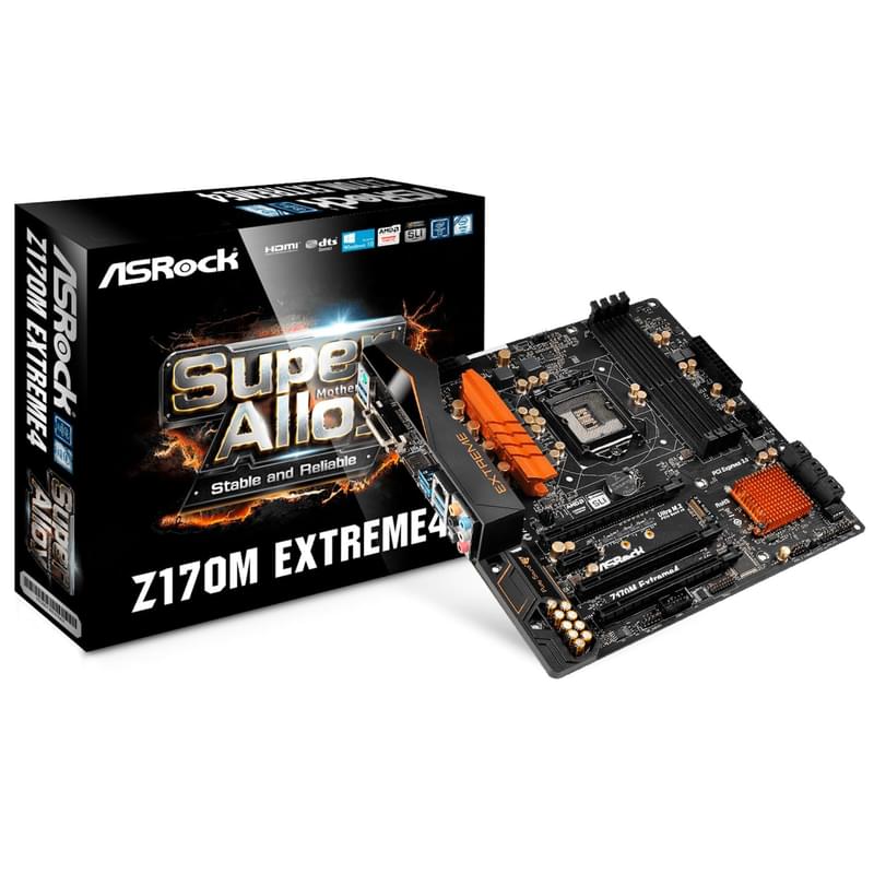 Материнская плата ASRock Z170M EXTREME4 LGA1151 4DDR4 PCI-E 3x16 1x1 (HDMI+DVI-D) mATX - фото #1, Technodom.kz