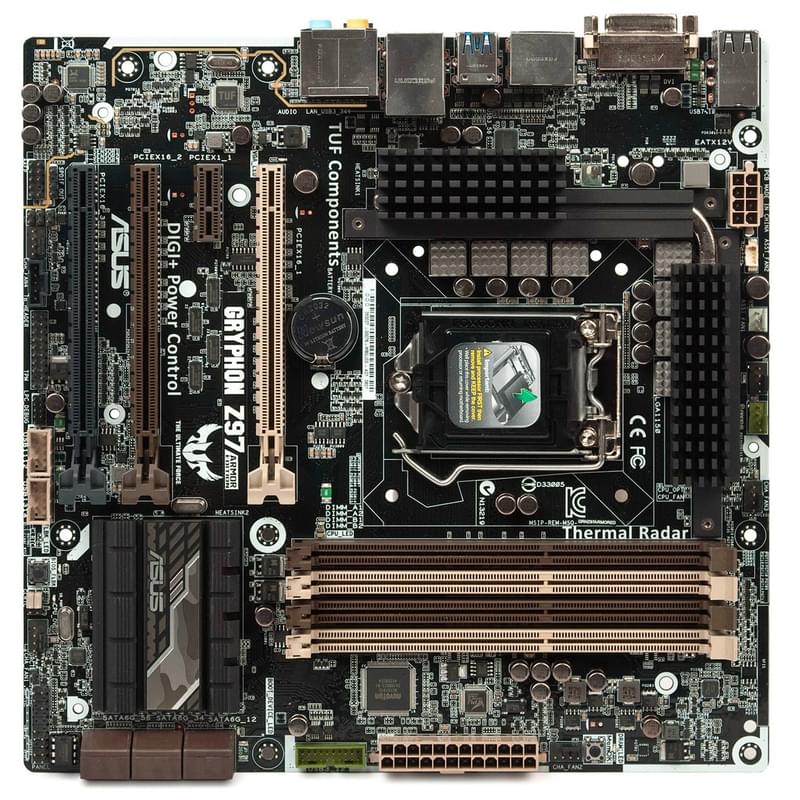 Материнская плата Asus Gryphon Z97 Armor LGA1150 4DDR3 PCI-E 3x16 1x1 (HDMI+DP+DVI-D) mATX - фото #0, Technodom.kz