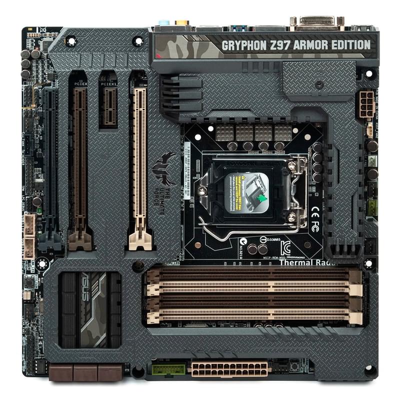 Материнская плата Asus Gryphon Z97 Armor LGA1150 4DDR3 PCI-E 3x16 1x1 (HDMI+DP+DVI-D) mATX - фото #2, Technodom.kz
