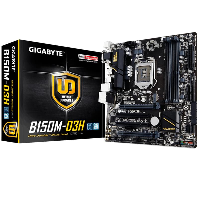 Материнская плата Gigabyte GA-B150M-D3H DDR3 LGA1151 4DDR3 PCI-E 2x16 (HDMI+DVI-D+VGA) mATX - фото #3, Technodom.kz