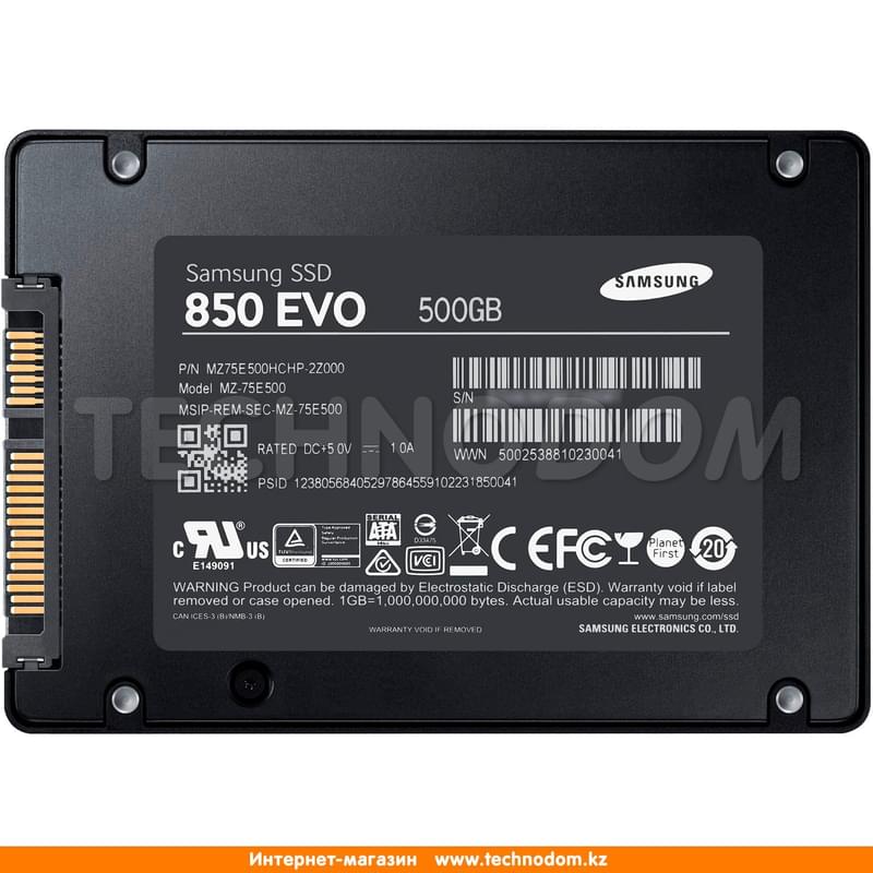 Внутренний SSD 2.5" 7мм 500GB Samsung 850 EVO, SATA-III TLC (MZ-75E500BW) - фото #1, Technodom.kz Внутренний SSD 2.5" 7мм 500GB Samsung 850 EVO, SATA-III TLC (MZ-75E500BW) - фото #1, Technodom.kz