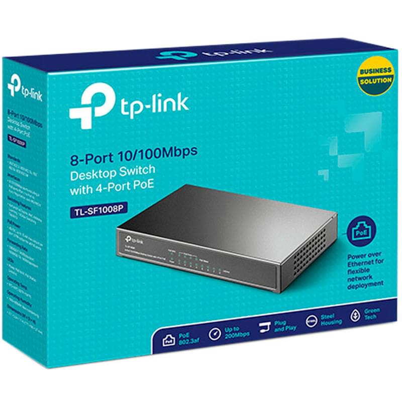 Настольный коммутатор TP-Link TL-SF1008P, 8 портов 10/100 Mbps (TL-SF1008P) - фото #4, Technodom.kz