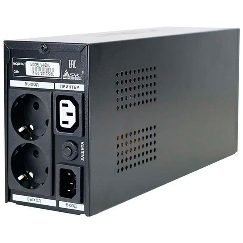 ИБП SVC, 600VA/360W, AVR:165-275В, 2Schuko, Black (V-600-L) - фото #3, Technodom.kz