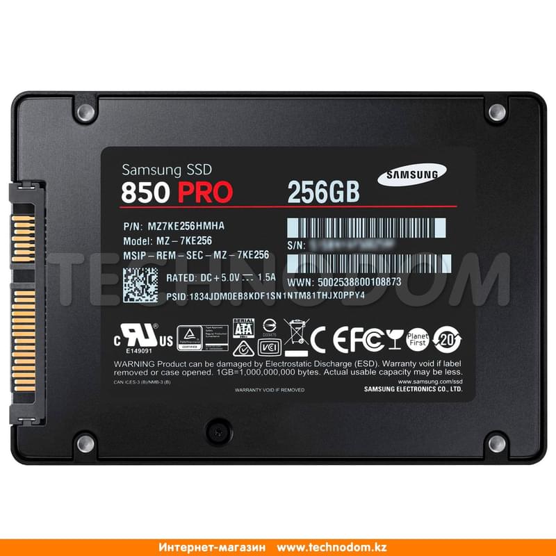 Внутренний SSD 2.5" 7мм 256GB Samsung 850 PRO, SATA-III MLC (MZ-7KE256BW) - фото #1, Technodom.kz