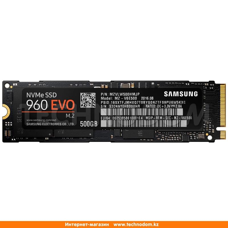 Внутренний SSD M.2 2280 500GB Samsung 960 EVO PCIe 3.0 x4 NVMe TLC (MZ-V6E500BW) - фото #0, Technodom.kz