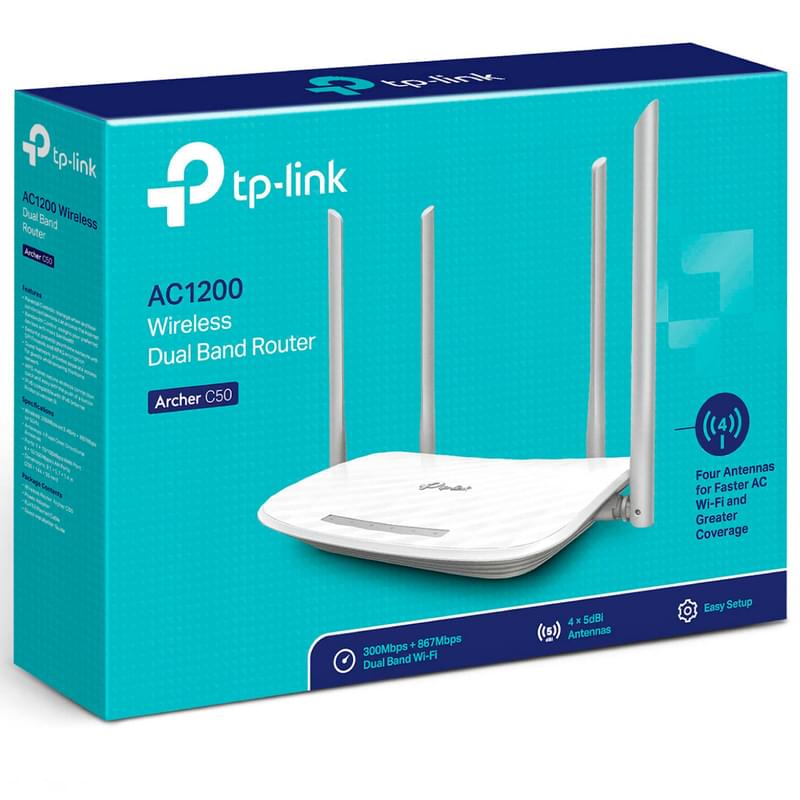 Беспроводной маршрутизатор, TP-Link Archer C50 Dual Band, 4 порта + Wi-Fi, 867/300 Mbps (Archer C50) - фото #2, Technodom.kz