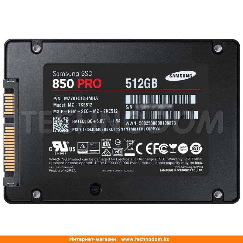 Внутренний SSD 2.5" 7мм 512GB Samsung 850 PRO, SATA-III MLC (MZ-7KE512BW) - фото #2, Technodom.kz