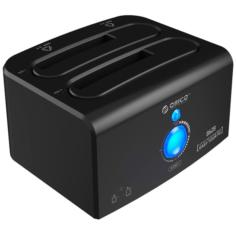 Док-станция для жесткого диска ORICO 2.5 и 3,5 USB3.0 и eSATA (ORICO 8628SUS3-C-V1-EU-BK) - фото #0, Technodom.kz