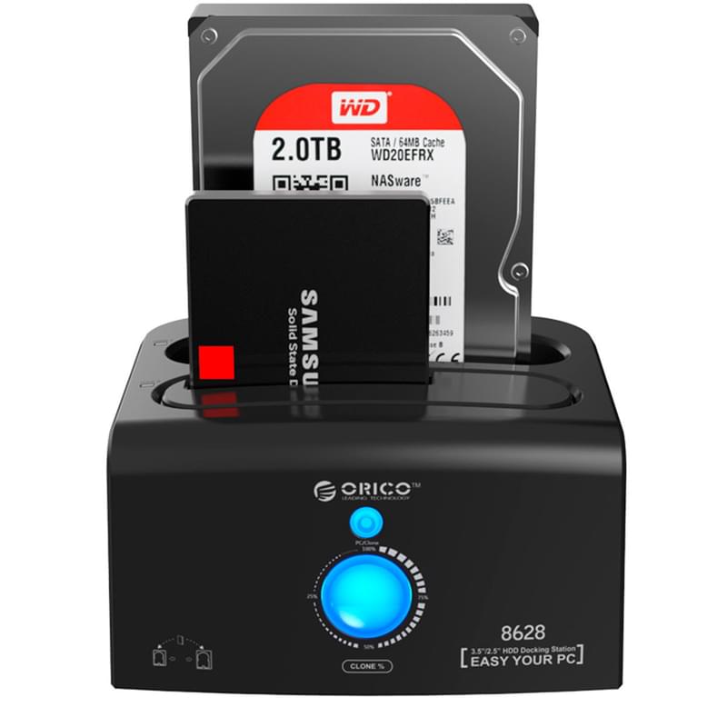Док-станция для жесткого диска ORICO 2.5 и 3,5 USB3.0 и eSATA (ORICO 8628SUS3-C-V1-EU-BK) - фото #2, Technodom.kz