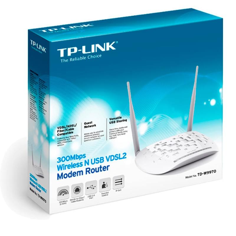 Беспроводной VDSL/ADSL Модем/Роутер, TP-Link TD-W9970, 4 порта + Wi-Fi, 300 Mbps (TD-W9970) - фото #4, Technodom.kz