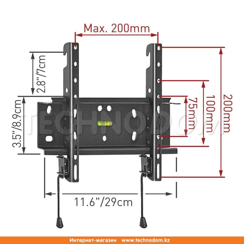 Настенный кронштейн для ТВ до 37"/94см, Barkan, Black (E20B) - фото #2, Technodom.kz