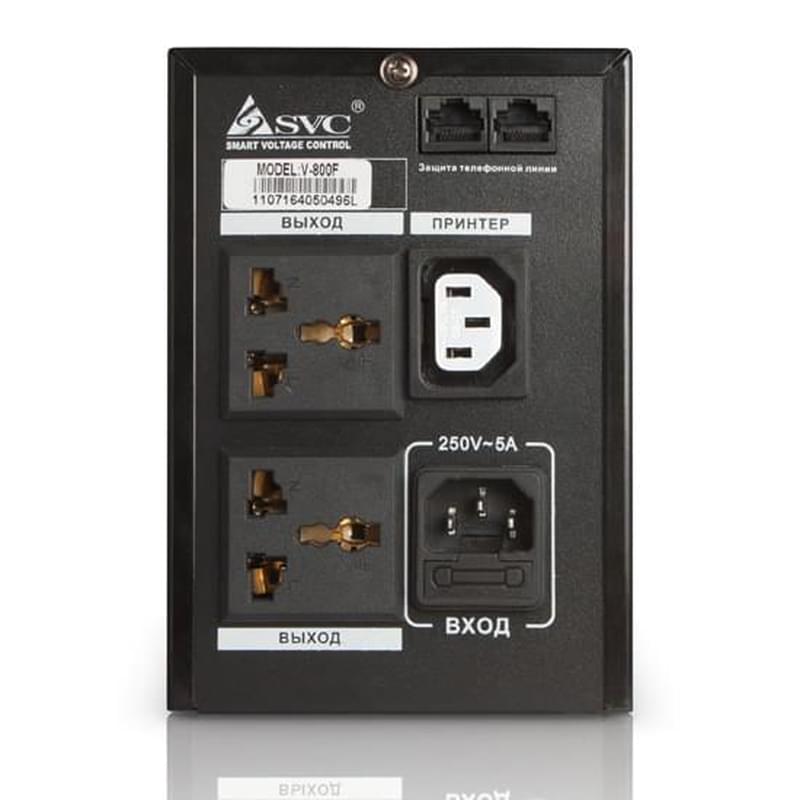 ИБП SVC, 800VA/480W, AVR:165-275В, 2Schuko, Black (V-800-F) - фото #2, Technodom.kz