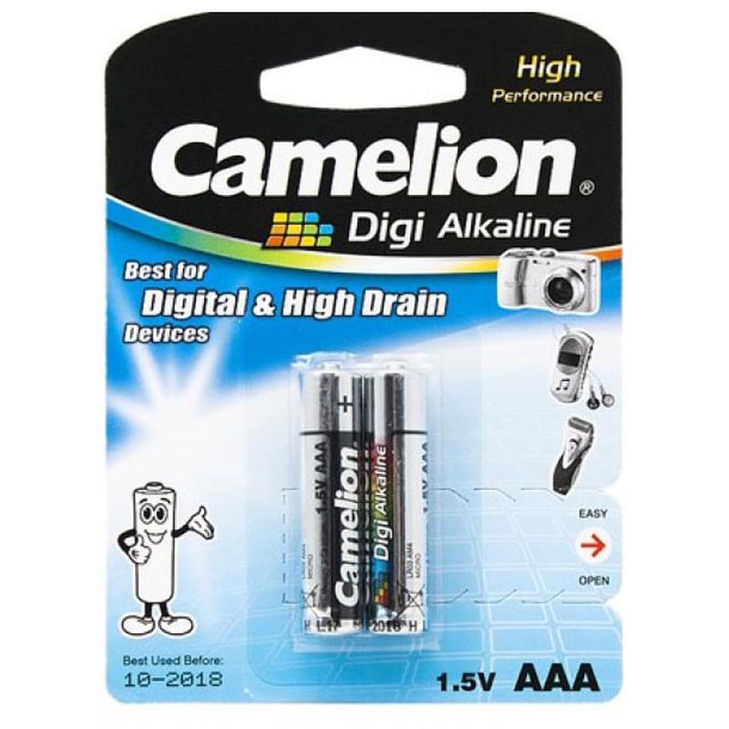 Батарейка AAA 2шт Camelion Digi Alkaline (LR03-BP2DG) - фото #0, Technodom.kz