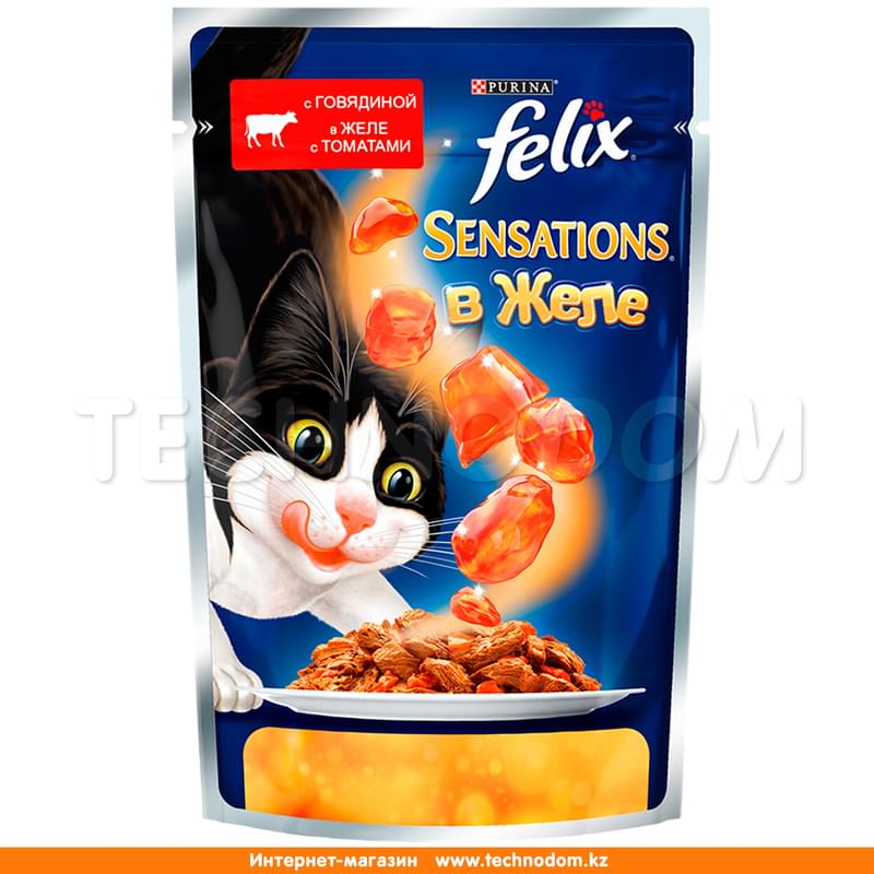 Влажный корм Felix Sensations для кошек, с говядиной в желе с томатами 85 г - фото #0, Technodom.kz