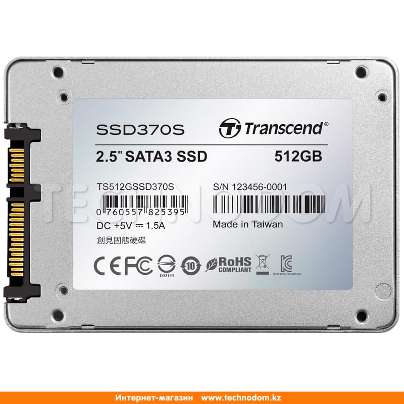 Внутренний SSD 2.5" 7мм 512GB Transcend SSD370S, SATA-III MLC (TS512GSSD370S) - фото #1, Technodom.kz