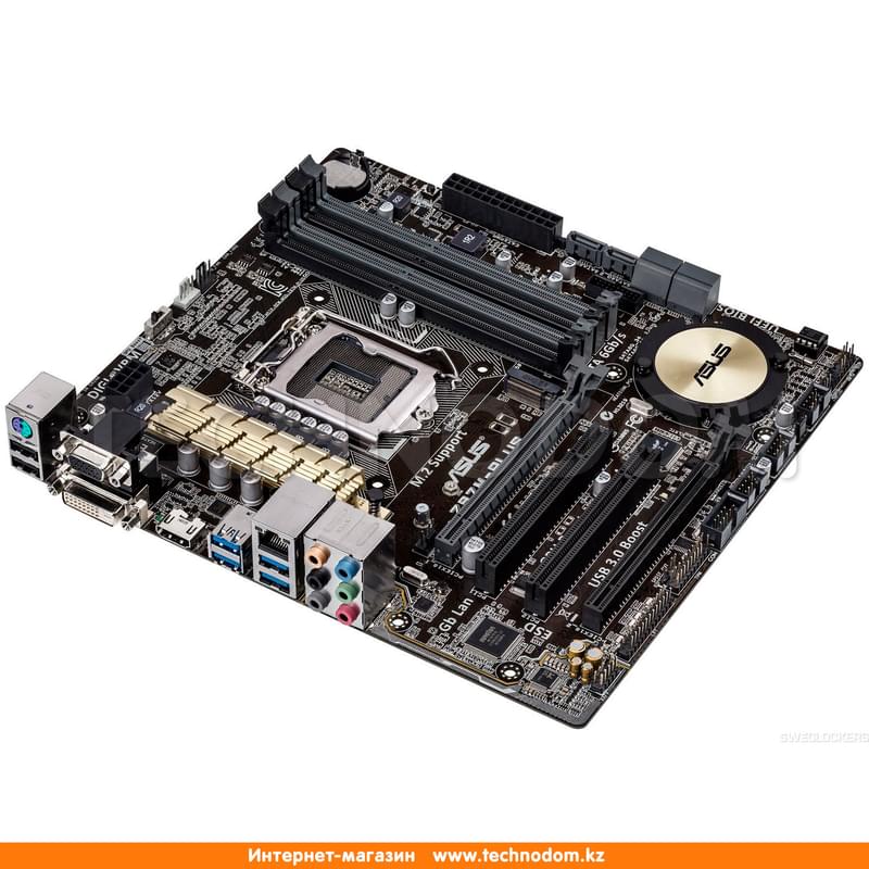 Материнская плата Asus Z97M-PLUS LGA1150 4DDR4 PCI-E 2x16 (HDMI+DVI-D+VGA) mATX - фото #1, Technodom.kz