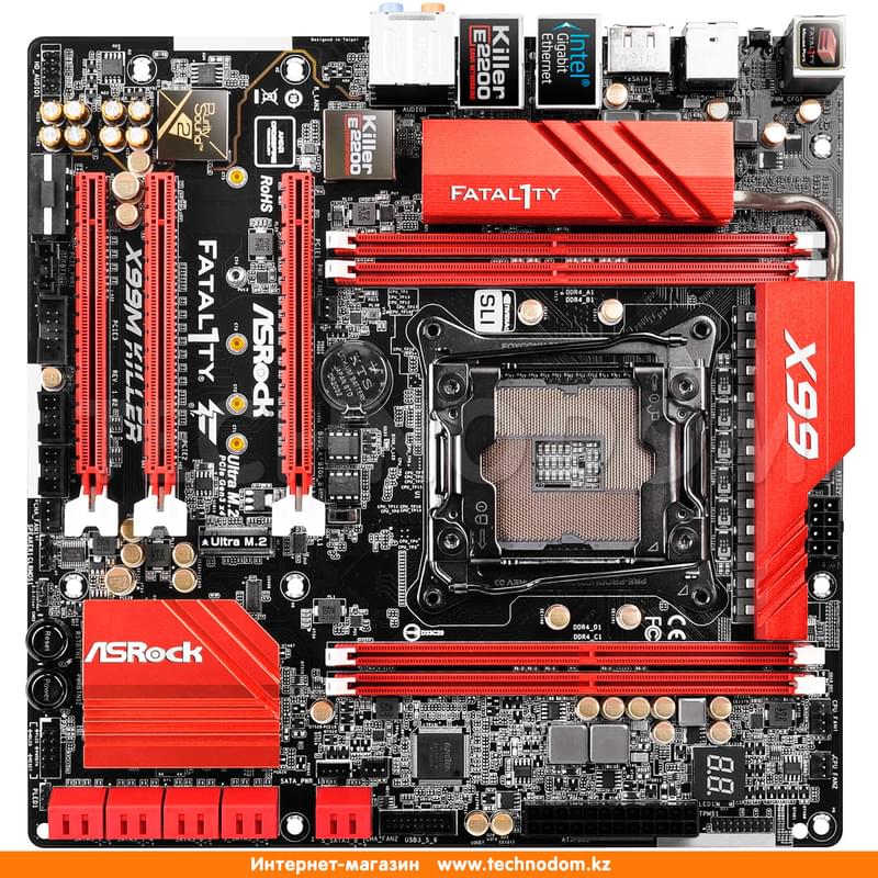 Материнская плата ASRock Fatal1ty X99M Killer LGA2011-3 4DDR4 PCI-E 3x16 mATX - фото #0, Technodom.kz