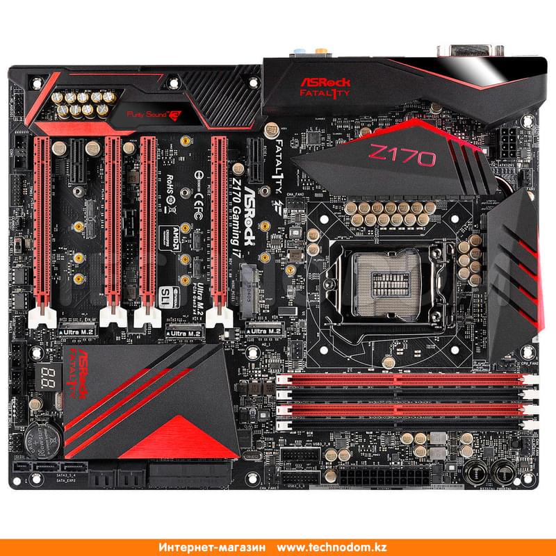 Материнская плата ASRock Fatal1ty Z170 PRO Gaming I7 LGA1151 4DDR4 PCI-E 4x16 2x1 (HDMI+DP+DVI) ATX - фото #0, Technodom.kz