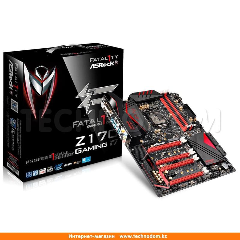 Материнская плата ASRock Fatal1ty Z170 PRO Gaming I7 LGA1151 4DDR4 PCI-E 4x16 2x1 (HDMI+DP+DVI) ATX - фото #2, Technodom.kz