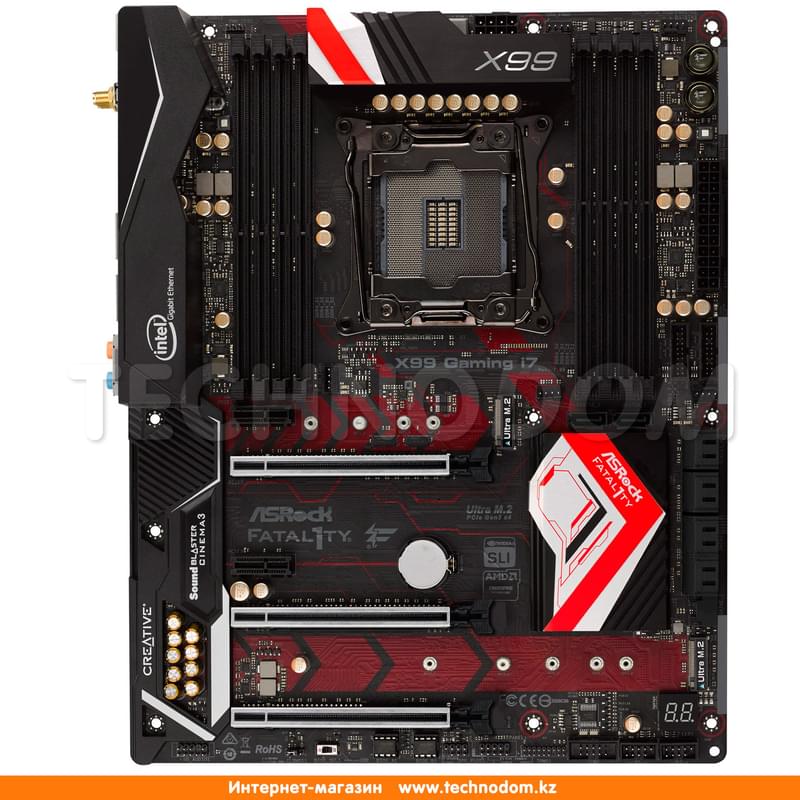 Материнская плата ASRock X99 PROF. GAMING I7 LGA2011-3 8DDR4 PCI-E 3x16 2x1 ATX - фото #0, Technodom.kz