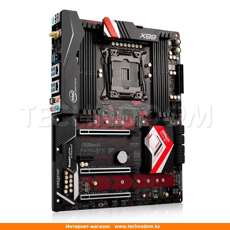 Материнская плата ASRock X99 PROF. GAMING I7 LGA2011-3 8DDR4 PCI-E 3x16 2x1 ATX - фото #1, Technodom.kz