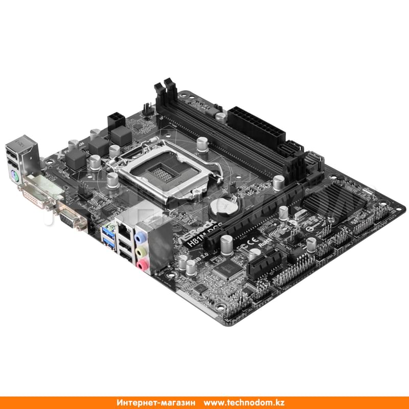 Материнская плата ASRock H81M-DGS r.2 LGA1150 2DDR3 PCI-E 1x16 1x1 (DVI-D+VGA) mATX - фото #2, Technodom.kz