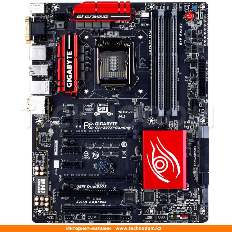 Материнская плата Gigabyte GA-Z97X-Gaming 7 LGA1150 4DDR3 PCI-E 3x16 3x1 (HDMI+DVI-D+VGA) ATX - фото #0, Technodom.kz
