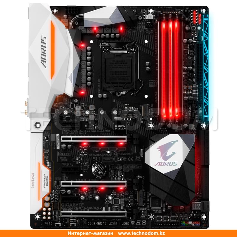 Материнская плата Gigabyte GA-Z270X-Gaming 7 LGA1151 4DDR4 PCI-E 3x16 3x1 (HDMI+DP) ATX - фото #0, Technodom.kz