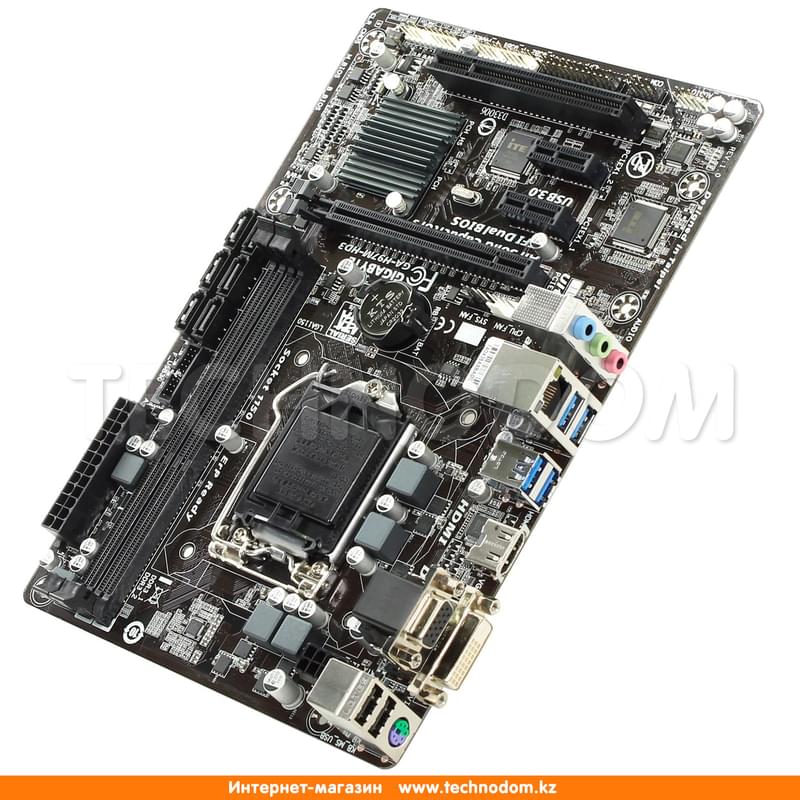 Материнская плата Gigabyte GA-H97M-HD3 LGA1150 2DDR3 PCI-E 1x16 2x1 (HDMI+DVI-D+VGA) mATX - фото #2, Technodom.kz