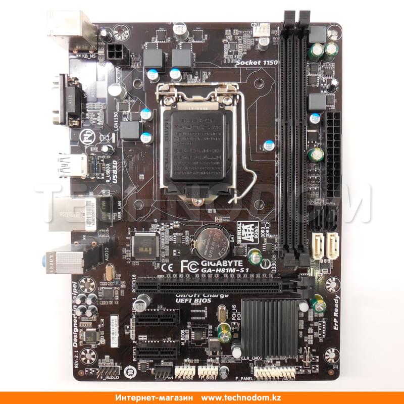 Материнская плата Gigabyte GA-H81M-S1 r.2.2 LGA1150 2DDR3 PCI-E 1x16 1x1 (DVI-D+VGA) mATX - фото #0, Technodom.kz