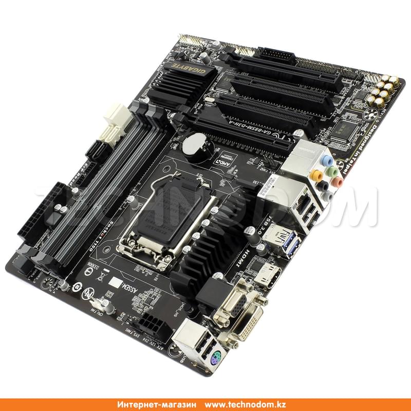 Материнская плата Gigabyte GA-B85M-D3H-A LGA1150 4DDR3 PCI-E 2x16 (HDMI+DVI-D+VGA) mATX - фото #0, Technodom.kz