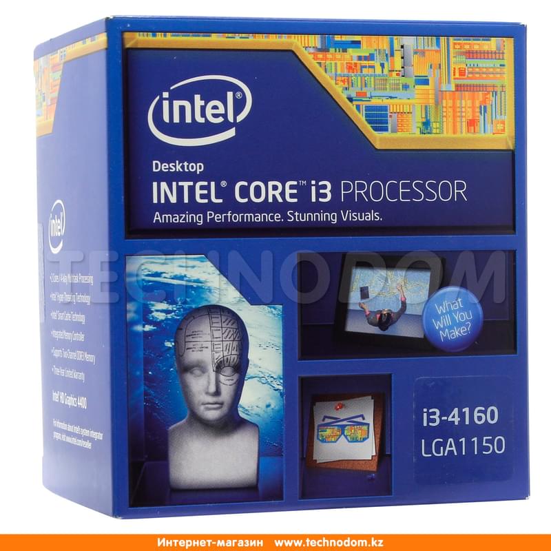 Процессор Intel Core i3-4160 (C2/T4, 3M Cache, 3.6GHz) LGA1150 OEM - фото #1, Technodom.kz