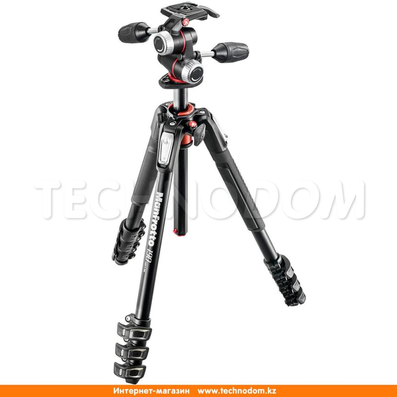 Штатив MANFROTTO 190 алюминиевый 4-секционный с 3-осевой головкой (MK190XPRO4-3W) - фото #0, Technodom.kz