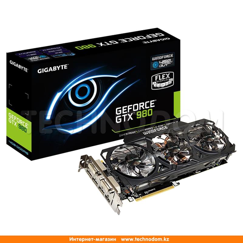 Видеокарта Gigabyte Nvidia GeForce GTX 980 4Gb (2*DVI+HDMI+3*DP)(GV-N980WF3-4GD) - фото #2, Technodom.kz