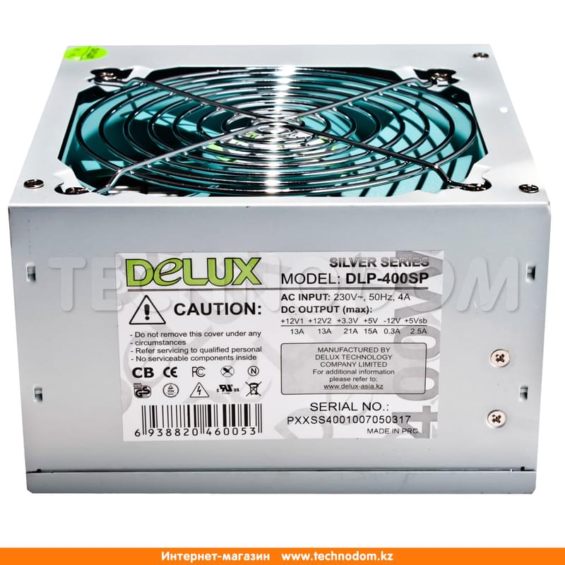 Блок Питания Delux ATX 400W (DLP-400SP) 3*Sata, 20+4pin, 1*6pin PCI-E, 4*Molex, 1*FDD - фото #0, Technodom.kz