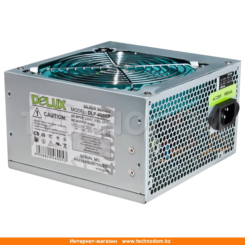Блок Питания Delux ATX 400W (DLP-400SP) 3*Sata, 20+4pin, 1*6pin PCI-E, 4*Molex, 1*FDD - фото #1, Technodom.kz