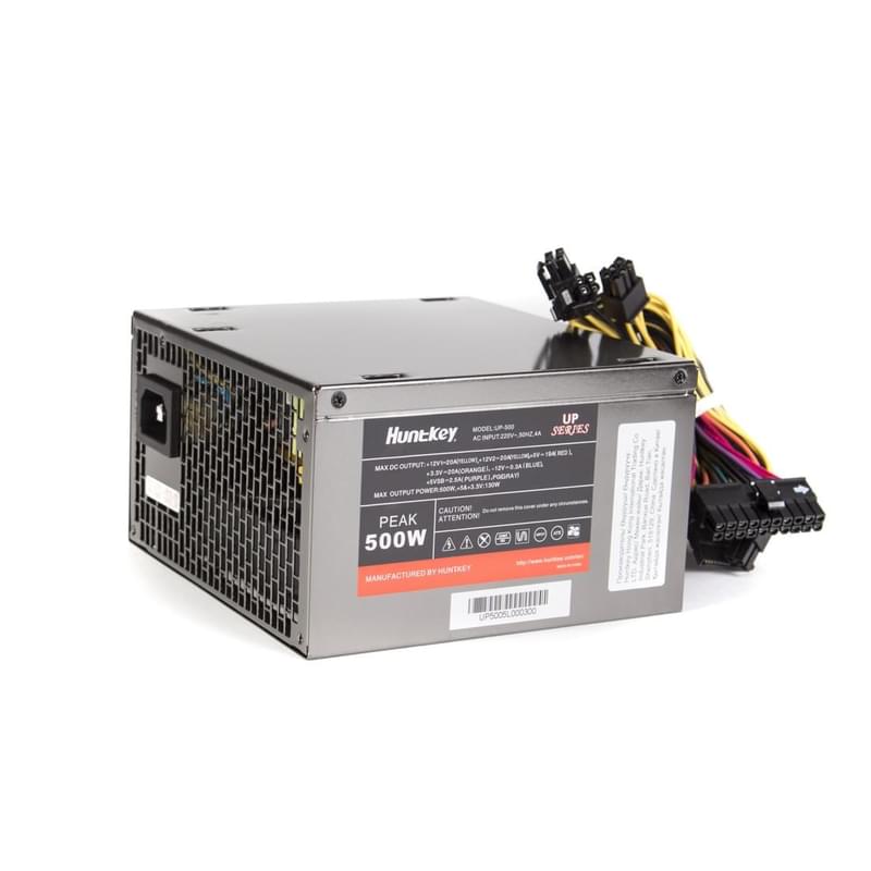 Блок питания HuntKey ATX 500W (P28-360000000 UP-500H) 20+4 pin, 4+4pin, 2*Sata, 2*Molex, 1*FDD - фото #0, Technodom.kz