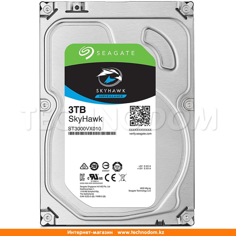 Внутренний HDD 3.5" 3TB Seagate SkyHawk SATA-III (ST3000VX010) - фото #0, Technodom.kz