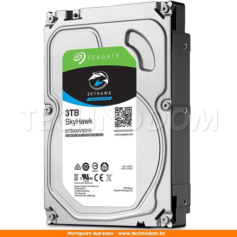 Внутренний HDD 3.5" 3TB Seagate SkyHawk SATA-III (ST3000VX010) - фото #1, Technodom.kz