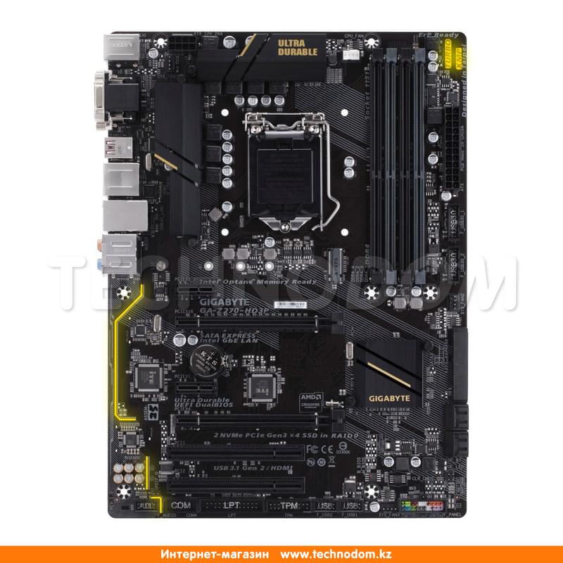 Материнская плата Gigabyte GA-Z270-HD3P r.1 LGA1151 4DDR4 PCI-E 2x16 2x1 (HDMI+DVI-D+VGA) mATX - фото #0, Technodom.kz
