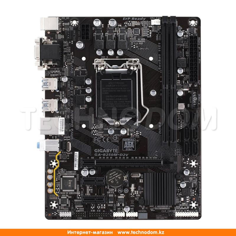 Материнская плата Gigabyte GA-B250M-D2V r.1 LGA1151 2DDR4 PCI-E 1x16 2x1 (DVI-D+VGA) mATX - фото #0, Technodom.kz