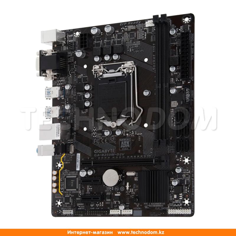 Материнская плата Gigabyte GA-B250M-D2V r.1 LGA1151 2DDR4 PCI-E 1x16 2x1 (DVI-D+VGA) mATX - фото #1, Technodom.kz